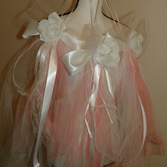 5 White Flower Lace Pink Wedding Pew Party Decor - Picture 4 of 11